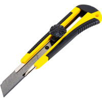 Строительный усиленный нож (обрезиненый корпус, 3 запасных лезвия) 18мм Biber 50113 тов-049324