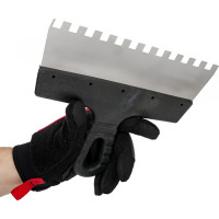 Фасадный зубчатый шпатель (250 мм, нержавеющая сталь, 10 мм) Biber 35237 тов-169788