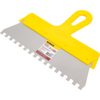 Фасадный зубчатый шпатель (250 мм, нержавеющая сталь, 8 мм, желтая ручка) Biber МАСТЕР 35186 тов-176013