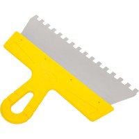 Фасадный зубчатый шпатель (250 мм, нержавеющая сталь, 8 мм, желтая ручка) Biber МАСТЕР 35186 тов-176013