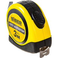 Рулетка (обрезиненный корпус, 3 м х 16 мм) Biber AUTOSTOP 40071 тов-173001