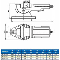 Станочные тиски GRIFF глобусные 160мм, Amax-125мм, вес-30.4кг, поворотные, серия QHK b241603