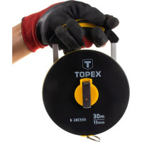 Геодезическая мерная лента Topex 30 м х 13 мм фиберглас закрытый корпус с ручкой 28C533