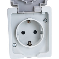 Розетка UNIVersal Аллегро с/з, з/ш, с крышкой IP54, серая 1282