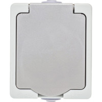 Розетка UNIVersal Аллегро с/з, з/ш, с крышкой IP54, серая 1282