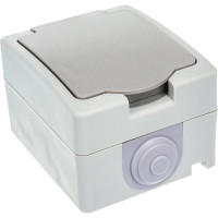 Розетка UNIVersal Аллегро с/з, з/ш, с крышкой IP54, серая 1282