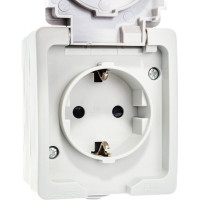 Розетка UNIVersal Аллегро с/з, з/ш, с крышкой IP54, серая 1282