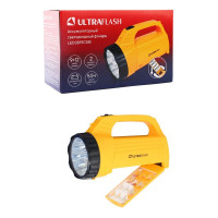 Аккумуляторный фонарь Ultraflash LED3819CSM 220В желтый, 9 LED + 12 SMD LED, 2 режима, SLA, коробка 12860