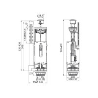 Арматура смывная IDDIS 2-ур, нижний подвод, тип А, , F012400-01K