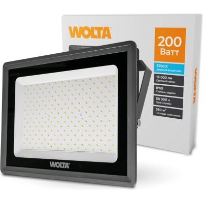 Светодиодный прожектор Wolta 200Вт, 5700К Холодный белый свет, IK08, 90лм/Вт, IP65 WFL-200W/06