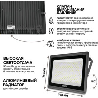 Светодиодный прожектор Wolta 200Вт, 5700К Холодный белый свет, IK08, 90лм/Вт, IP65 WFL-200W/06