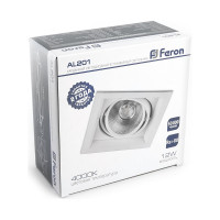Карданный светодиодный светильник FERON 1x12W 1080 Lm, 4000К, 35 градусов, белый, AL201 29773