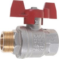 Шаровой кран RuB, 3/4" DN20 PN40, ВР-НР, серия MILANO (S.90), бабочка S90E26