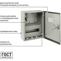 Учетно-распределительный щит ЩУ-1ф/1-0-12 IP66 395х310х165 TDM ELECTRIC SQ0905-0100