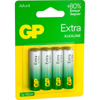 Батарейки GP АА пальчиковые алкалиновые Extra Alkaline, набор 4 шт (15AXA21-BC4) 15783877