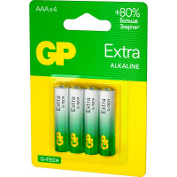 Батарейки GP ААА мизинчиковые алкалиновые Extra Alkaline, набор 4 шт (24AXA21-BC4) 15783874