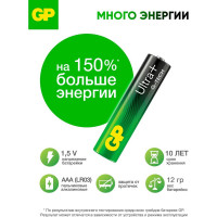 Батарейки GP ААА мизинчиковые алкалиновые Ultra Plus Alkaline, набор 4 шт (24AUPA21-BC4) 15783883