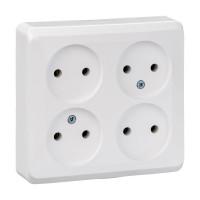 Розетка Systeme Electric 4-м ОП Этюд 16А IP20 без заземления, белая SchE PA16-205B 293411