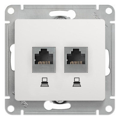 Механизм компьютерной розетки Systeme Electric 2-м Glossa RJ45+RJ45 кат.5е белый SchE GSL000185KK 463574