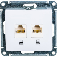 Механизм компьютерной розетки Systeme Electric 2-м Glossa RJ45+RJ45 кат.5е белый SchE GSL000185KK 463574
