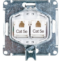 Механизм компьютерной розетки Systeme Electric 2-м Glossa RJ45+RJ45 кат.5е белый SchE GSL000185KK 463574