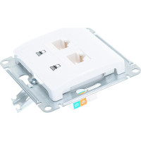 Механизм компьютерной розетки Systeme Electric 2-м Glossa RJ45+RJ45 кат.5е белый SchE GSL000185KK 463574