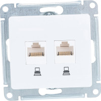 Механизм компьютерной розетки Systeme Electric 2-м Glossa RJ45+RJ45 кат.5е белый SchE GSL000185KK 463574