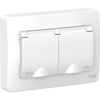 Розетка Systeme Electric 2-м СП BLANCA 16А 250В защитные шторки SchE1210266 BLNRS441121