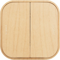 Переключатель Legrand двухклавишный Legrand Quteo IP20 10A 250В винтовые зажимы накладной монтаж дерево 782266
