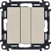Выключатель трехклавишный Legrand Valena LIFE. 10АХ 250В с лицевой панелью.Винтовые зажимы.Слоновая кость 752503