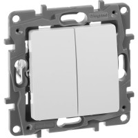 Переключатель Legrand двухклавишный Legrand Etika 10A 250В безвинтовые зажимы белый 672212