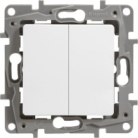 Переключатель Legrand двухклавишный Legrand Etika 10A 250В безвинтовые зажимы белый 672212