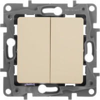 Переключатель Legrand двухклавишный Legrand Etika 10A 250В безвинтовые зажимы слоновая кость 672312