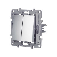 Переключатель Legrand двухклавишный Legrand Etika 10A 250В безвинтовые зажимы алюминий 672412
