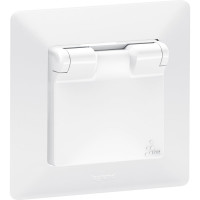 Розетка силовая Legrand Valena LIFE IP44.2К+З, с защитными шторками и откидной крышкой.Белая 753119