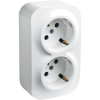 Розеточный блок Legrand двойной с заземлением Legrand Quteo с предварительным подключением со шторками IP20 16А 250В винтовые зажимы накладной монтаж белый 782237