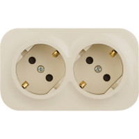 Розеточный блок Legrand двойной с заземлением Legrand Quteo с предварительным подключением со шторками IP20 16А 250В винтовые зажимы накладной монтаж слоновая кость 782267
