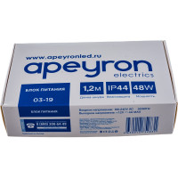 Блок Питания Apeyron Адаптер 12В, 48 Вт, IP44, 4А, разъем 2,5х5,5мм, пластик, 03-19