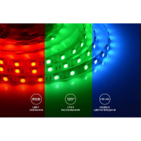 Светодиодная лента Apeyron 12В, СТ, 14,4Вт/м, smd5050, 60д/м, IP20, подложка 10мм, 5м, RGB 00-17