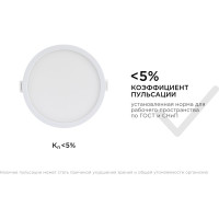 Светодиодная панель Apeyron встраиваемая круглая 220В, 10Вт, 800Лм, алюминиевый корпус, изолированный драйвер ДН 06-18
