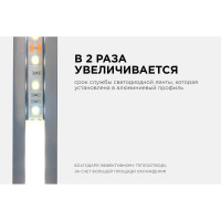 Алюминиевый угловой профиль Apeyron накладной, анодированный, серебро, 2 м. 3014 08-03