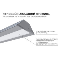 Алюминиевый угловой профиль Apeyron накладной с креплением, анодированный, серебро, 1 м. 3014 08-07