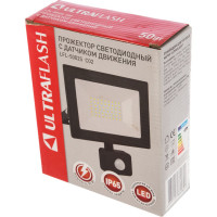Прожектор Ultraflash LFL-5002S C02 черный LED с датчиком 230В, 6500К 13331