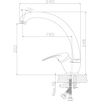 Смеситель для кухни Rossinka с S-образным изливом A35-25