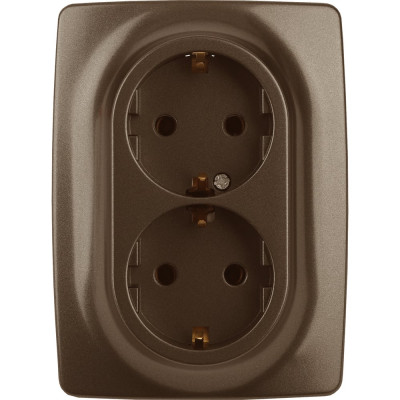 Розетка ЭРА 12-2106-13 2X2P+E Schuko, 16A-250В, IP20, бронза Б0031235