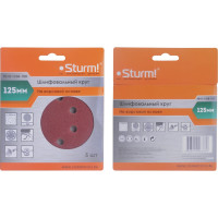 Круг шлифовальный (5 шт; 125 мм; 8 отверстий; P100; липучка) Sturm 9010-1258-100