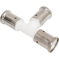 Равнопроходный тройник Henco ПВДФ пресс белый, 20x20x20 HE 9PKW-202020