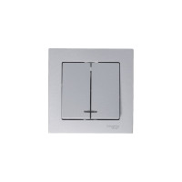 Механизм выключателя Systeme Electric 2-кл. ATLAS DESIGN с подсветкой сх.5а 10АХ алюминий 1240248 ATN000353