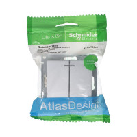 Механизм выключателя Systeme Electric 2-кл. ATLAS DESIGN с подсветкой сх.5а 10АХ алюминий 1240248 ATN000353