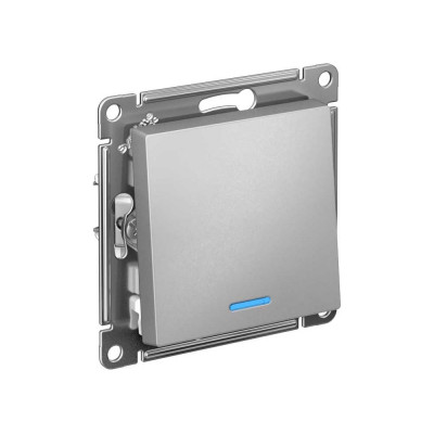 Механизм выключателя Systeme Electric (Schneider Electric) 1-кл. ATLAS DESIGN с подсветкой сх.1а 10АХ алюм. 1240227 ATN000313